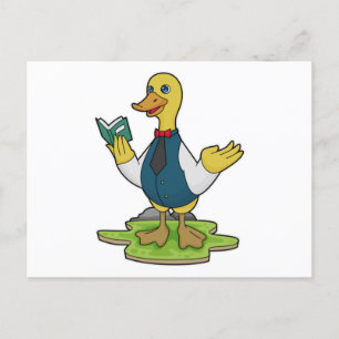 Duck as Teacher with Book Briefkaart