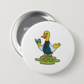 Duck as Teacher with Book Ronde Button 7,6 Cm (Voorkant /achterkant)