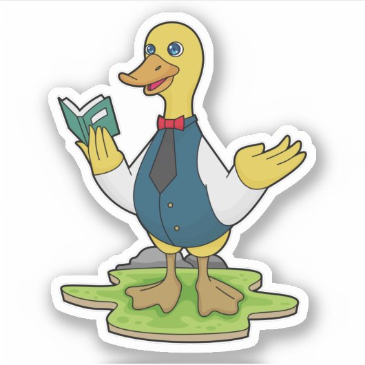 Duck as Teacher with Book Sticker (Voorkant)