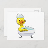 Duck at Bathing with Bathtub & Foam Briefkaart (Voorkant / Achterkant)