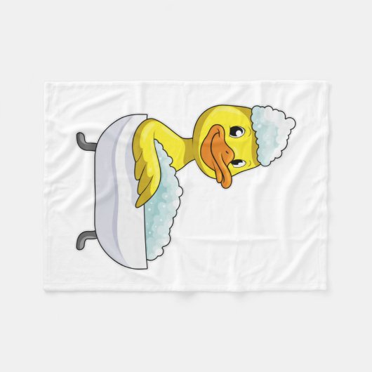 Duck at Bathing with Bathtub & Foam Fleece Deken (Voorkant (Horizontaal))
