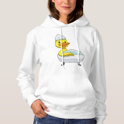 Duck at Bathing with Bathtub & Foam Hoodie (Voorkant)