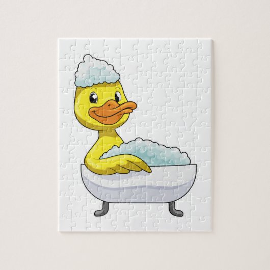Duck at Bathing with Bathtub & Foam Legpuzzel (Verticaal)