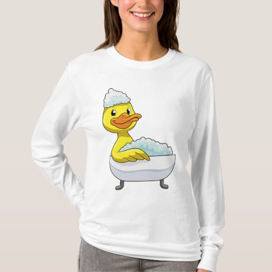 Duck at Bathing with Bathtub & Foam T-shirt (Voorkant)