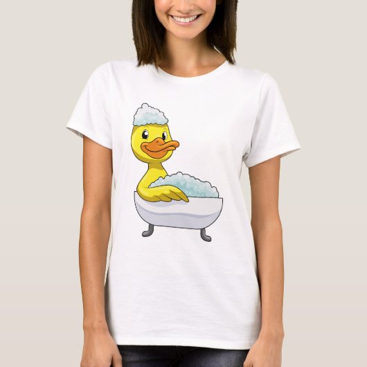Duck at Bathing with Bathtub & Foam T-shirt (Voorkant)