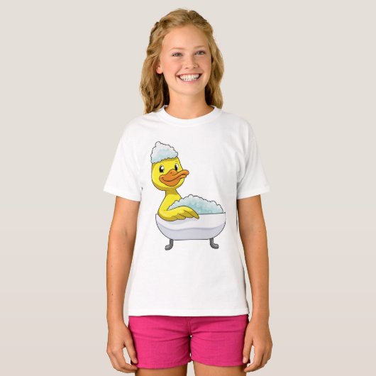 Duck at Bathing with Bathtub & Foam T-shirt (Voorkant volledig)