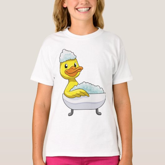 Duck at Bathing with Bathtub & Foam T-shirt (Voorkant)