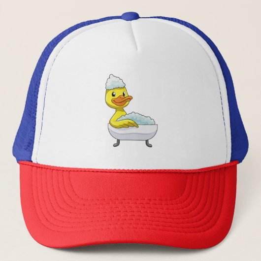 Duck at Bathing with Bathtub & Foam Trucker Pet (Voorkant)