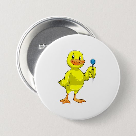 Duck at Darts with Dart Ronde Button 7,6 Cm (Voorkant /achterkant)