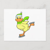 Duck at Ice skating with Ice schaatsen Briefkaart (Voorkant)