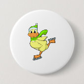 Duck at Ice skating with Ice schaatsen Ronde Button 7,6 Cm (Voorkant)