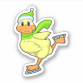 Duck at Ice skating with Ice schaatsen Sticker (Voorkant)