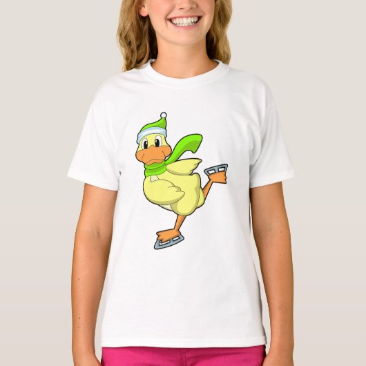 Duck at Ice skating with Ice schaatsen T-shirt (Voorkant)