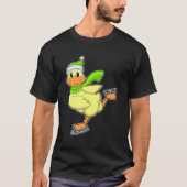 Duck at Ice skating with Ice schaatsen T-shirt (Voorkant)