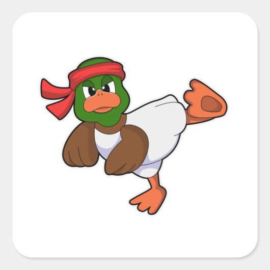 Duck at Martial arts Karate Vierkante Sticker (Voorkant)