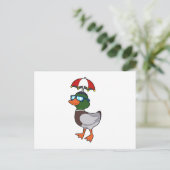 Duck at Raining with Umbrella.PNG Briefkaart (Staand voorkant)
