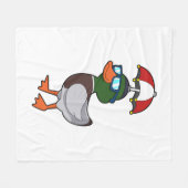 Duck at Raining with Umbrella.PNG Fleece Deken (Voorkant (Horizontaal))