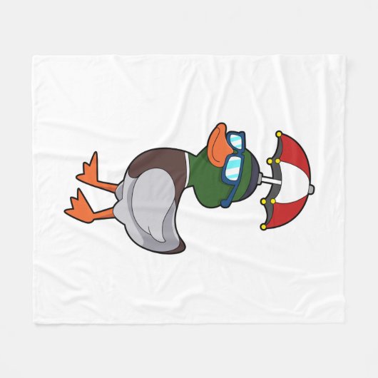 Duck at Raining with Umbrella.PNG Fleece Deken (Voorkant (Horizontaal))
