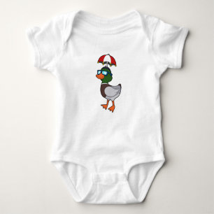 Duck at Raining with Umbrella.PNG Romper