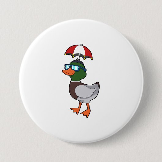 Duck at Raining with Umbrella.PNG Ronde Button 7,6 Cm (Voorkant)