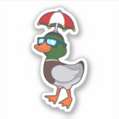 Duck at Raining with Umbrella.PNG Sticker (Voorkant)