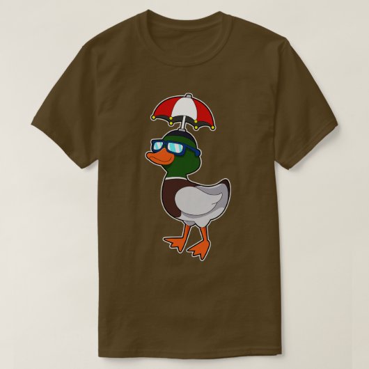 Duck at Raining with Umbrella T-shirt (Design voorkant)