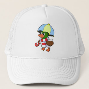 Duck at Raining with Umbrella Trucker Pet