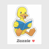 Duck at Reading with Book Sticker (Vel)