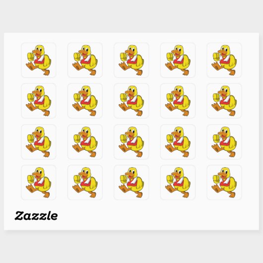 Duck at Running Vierkante Sticker (Vel)