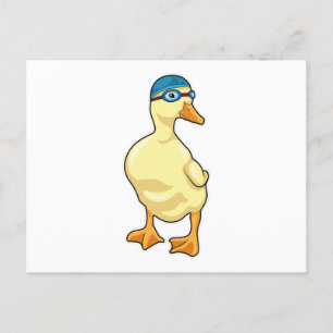 Duck at Swimming with Swimming goggles Briefkaart