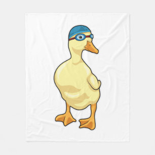 Duck at Swimming with Swimming goggles Fleece Deken