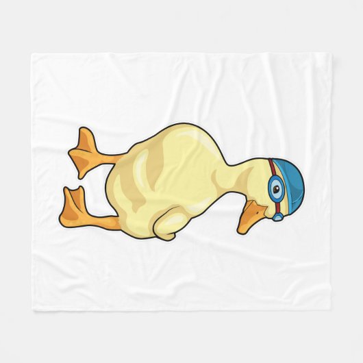 Duck at Swimming with Swimming goggles Fleece Deken (Voorkant (Horizontaal))