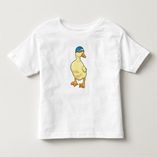 Duck at Swimming with Swimming goggles Kinder Shirts (Voorkant)