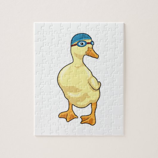 Duck at Swimming with Swimming goggles Legpuzzel (Verticaal)