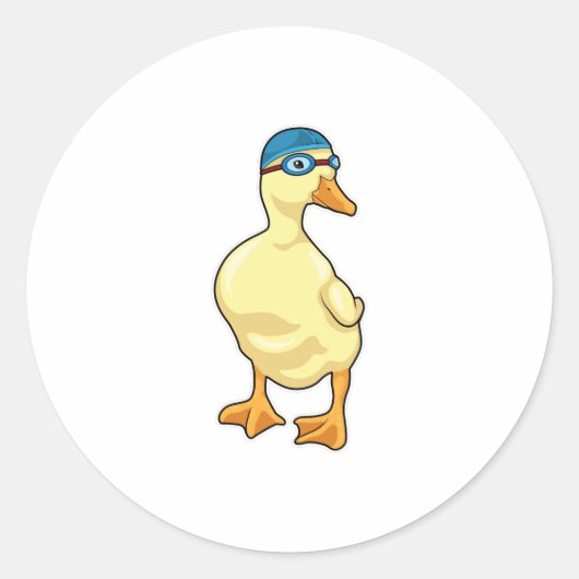 Duck at Swimming with Swimming goggles Ronde Sticker (Voorkant)