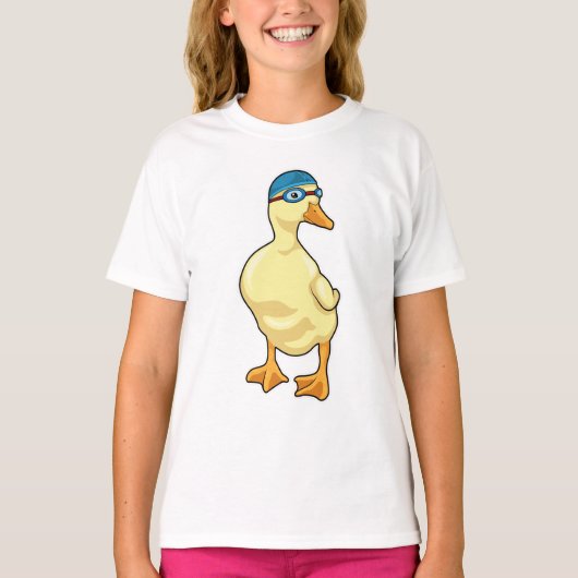 Duck at Swimming with Swimming goggles T-shirt (Voorkant)