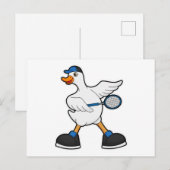 Duck at Tennis with Tennis racket & Cap Briefkaart (Voorkant / Achterkant)