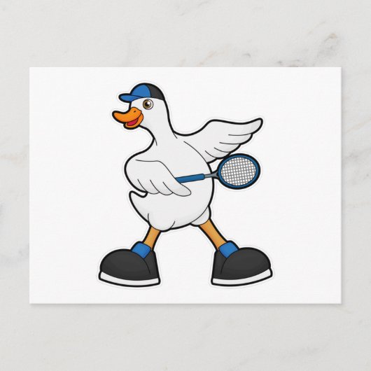 Duck at Tennis with Tennis racket & Cap Briefkaart (Voorkant)