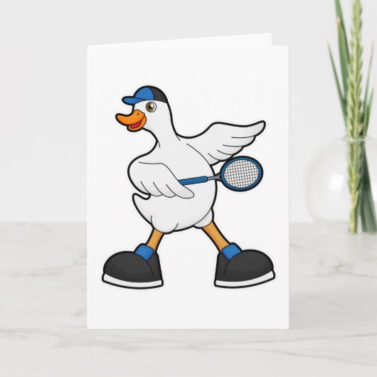 Duck at Tennis with Tennis racket & Cap Kaart (Voorkant)