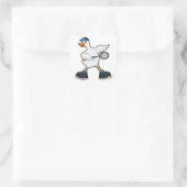Duck at Tennis with Tennis racket & Cap Vierkante Sticker (Tas)