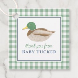 Duck Baby Boy Dank je Preppy Gingham Stationery Bedankjes Labels