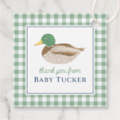 Duck Baby Boy Dank je Preppy Gingham Stationery Bedankjes Labels (Achterkant)
