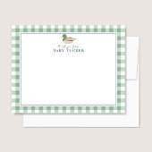 Duck Baby Boy Dank je Preppy Gingham Stationery Notitiekaartje
