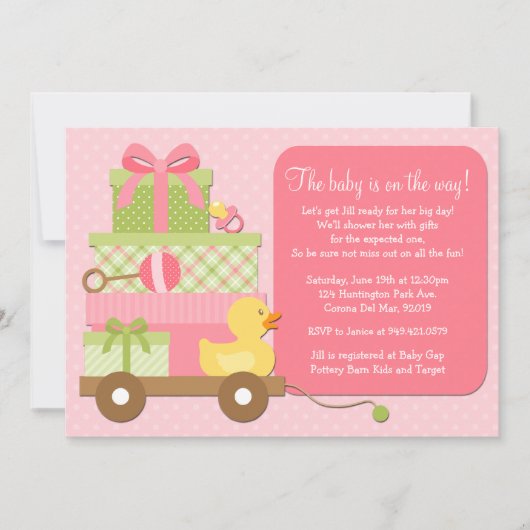 Duck Baby Girl Shower Kaart (Voorkant)