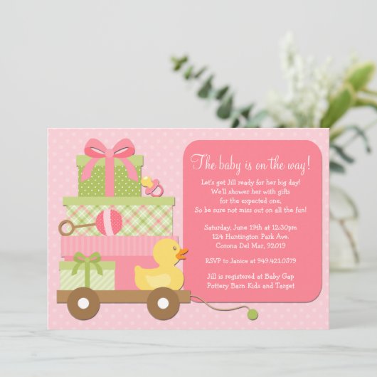 Duck Baby Girl Shower Kaart (Staand voorkant)