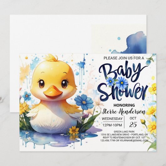 Duck Baby shower Adventure Kaart (Voorkant / Achterkant)