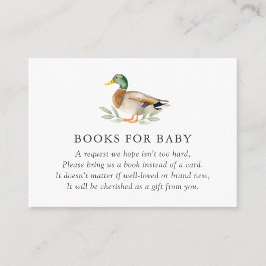 Duck Baby shower Boeken voor Baby Informatiekaartje (Voorkant)