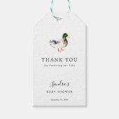 Duck Baby shower Elegant Dank u Script Chic Cadeaulabel (Voorkant)