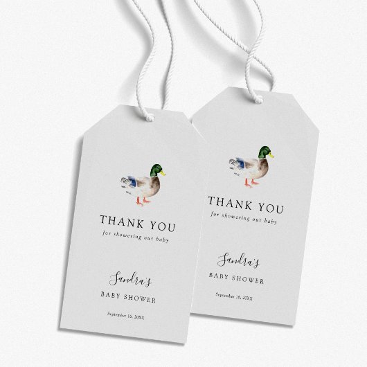 Duck Baby shower Elegant Dank u Script Chic Cadeaulabel