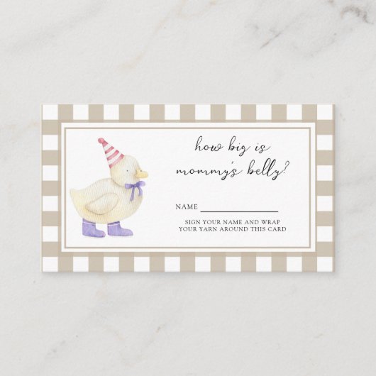 Duck baby shower - Hoe groot is mama's buik Informatiekaartje (Voorkant)